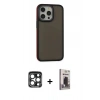 MARSİLYAN™- iPhone 15 Pro Max Kılıf Eksen Işık - Siyah Bilvis Hayalet Cam Ekran Koruyucu + PVD Metal Kamera Lens - LT