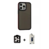 MARSİLYAN™- iPhone 15 Pro Max Kılıf Eksen Işık - Siyah Bilvis Hayalet Cam Ekran Koruyucu + PVD Metal Kamera Lens - TU