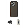 MARSİLYAN™- iPhone 15 Pro Max Kılıf Eksen Işık - Siyah Bilvis Hayalet Cam Ekran Koruyucu + Raze Metal Kamera Lens - GS