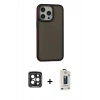 MARSİLYAN™- iPhone 15 Pro Max Kılıf Eksen Işık - Siyah Bilvis Hayalet Cam Ekran Koruyucu + PVD Metal Kamera Lens - SH