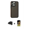 MARSİLYAN™- iPhone 15 Pro Max Kılıf Eksen Işık - Siyah Buffer Cam Ekran Koruyucu + Raze Metal Kamera Lens - SH