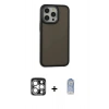 MARSİLYAN™- iPhone 15 Pro Max Kılıf Eksen Işık - Siyah Joko Magic 5D Cam + PVD Metal Kamera Lens - GS