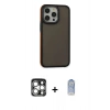 MARSİLYAN™- iPhone 15 Pro Max Kılıf Eksen Işık - Siyah Joko Magic 5D Cam + PVD Metal Kamera Lens - GS
