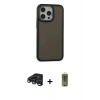 MARSİLYAN™- iPhone 15 Pro Max Kılıf Eksen Işık - Siyah Joko Magic 5D Hayalet Cam + Lacivert Raze Metal Kamera Lens