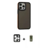 MARSİLYAN™- iPhone 15 Pro Max Kılıf Eksen Işık - Siyah Joko Magic 5D Hayalet Cam + PVD Metal Kamera Lens - GS
