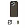 MARSİLYAN™- iPhone 15 Pro Max Kılıf Eksen Işık - Siyah Joko Magic 5D Hayalet Cam + PVD Metal Kamera Lens - GS