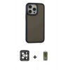 MARSİLYAN™- iPhone 15 Pro Max Kılıf Eksen Işık - Siyah Joko Magic 5D Hayalet Cam + PVD Metal Kamera Lens - GI