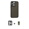 MARSİLYAN™- iPhone 15 Pro Max Kılıf Eksen Işık - Siyah Joko Magic 5D Hayalet Cam + PVD Metal Kamera Lens - GS