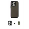 MARSİLYAN™- iPhone 15 Pro Max Kılıf Eksen Işık - Siyah Joko Magic 5D Hayalet Cam + PVD Metal Kamera Lens - LT