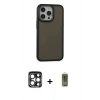 MARSİLYAN™- iPhone 15 Pro Max Kılıf Eksen Işık - Siyah Joko Magic 5D Hayalet Cam + PVD Metal Kamera Lens - LT