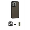 MARSİLYAN™- iPhone 15 Pro Max Kılıf Eksen Işık - Siyah Joko Magic 5D Hayalet Cam + Siyah PVD Metal Kamera Lens