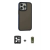 MARSİLYAN™- iPhone 15 Pro Max Kılıf Eksen Işık - Siyah Joko Magic 5D Hayalet Cam + Siyah PVD Metal Kamera Lens