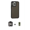 MARSİLYAN™- iPhone 15 Pro Max Kılıf Eksen Işık - Siyah Joko Magic 5D Hayalet Cam + PVD Metal Kamera Lens - TU