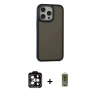 MARSİLYAN™- iPhone 15 Pro Max Kılıf Eksen Işık - Siyah Joko Magic 5D Hayalet Cam + PVD Metal Kamera Lens - TU