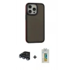 MARSİLYAN™- iPhone 15 Pro Max Kılıf Eksen Işık - Siyah Polymer Nano Ekran Koruyucu + Raze Metal Kamera Lens - LT