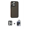 MARSİLYAN™- iPhone 15 Pro Max Kılıf Eksen Işık - Siyah Vanessa Magic Cam + Lacivert PVD Metal Kamera Lens