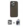 MARSİLYAN™- iPhone 15 Pro Max Kılıf Eksen Işık - Siyah Vanessa Magic Cam + Lacivert PVD Metal Kamera Lens