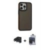 MARSİLYAN™- iPhone 15 Pro Max Kılıf Eksen Işık - Siyah Vanessa Magic Cam + Raze Metal Kamera Lens - LT