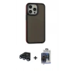 MARSİLYAN™- iPhone 15 Pro Max Kılıf Eksen Işık - Siyah Vanessa Magic Cam + Raze Metal Kamera Lens - LT