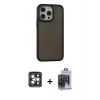 MARSİLYAN™- iPhone 15 Pro Max Kılıf Eksen Işık - Siyah Vanessa Magic Cam + PVD Metal Kamera Lens - GI
