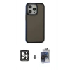 MARSİLYAN™- iPhone 15 Pro Max Kılıf Eksen Işık - Siyah Vanessa Magic Cam + PVD Metal Kamera Lens - GI