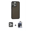 MARSİLYAN™- iPhone 15 Pro Max Kılıf Eksen Işık - Siyah Vanessa Magic Cam + PVD Metal Kamera Lens - GI