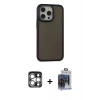MARSİLYAN™- iPhone 15 Pro Max Kılıf Eksen Işık - Siyah Vanessa Magic Cam + PVD Metal Kamera Lens - GS