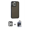 MARSİLYAN™- iPhone 15 Pro Max Kılıf Eksen Işık - Siyah Vanessa Magic Cam + PVD Metal Kamera Lens - GS