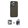 MARSİLYAN™- iPhone 15 Pro Max Kılıf Eksen Işık - Siyah Vanessa Magic Cam + PVD Metal Kamera Lens - GS