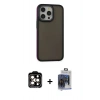 MARSİLYAN™- iPhone 15 Pro Max Kılıf Eksen Işık - Siyah Vanessa Magic Cam + PVD Metal Kamera Lens - TU