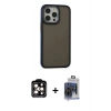 MARSİLYAN™- iPhone 15 Pro Max Kılıf Eksen Işık - Siyah Vanessa Magic Cam + PVD Metal Kamera Lens - TU