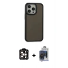 MARSİLYAN™- iPhone 15 Pro Max Kılıf Eksen Işık - Siyah Vanessa Magic Cam + PVD Metal Kamera Lens - TU