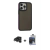 MARSİLYAN™- iPhone 15 Pro Max Kılıf Eksen Işık - Siyah Vanessa Magic Cam + Raze Metal Kamera Lens - GS