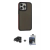 MARSİLYAN™- iPhone 15 Pro Max Kılıf Eksen Işık - Siyah Vanessa Magic Cam + Raze Metal Kamera Lens - GS