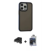 MARSİLYAN™- iPhone 15 Pro Max Kılıf Eksen Işık - Siyah Vanessa Magic Cam + Raze Metal Kamera Lens - GS