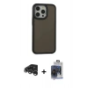 MARSİLYAN™- iPhone 15 Pro Max Kılıf Eksen Işık - Siyah Vanessa Magic Cam + Raze Metal Kamera Lens - GS