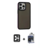 MARSİLYAN™- iPhone 15 Pro Max Kılıf Eksen Işık - Siyah Vanessa Magic Cam + PVD Metal Kamera Lens - SH