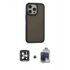 MARSİLYAN™- iPhone 15 Pro Max Kılıf Eksen Işık - Siyah Vanessa Magic Cam + PVD Metal Kamera Lens - SH