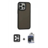 MARSİLYAN™- iPhone 15 Pro Max Kılıf Eksen Işık - Siyah Vanessa Magic Cam + PVD Metal Kamera Lens - SH