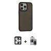 MARSİLYAN™- iPhone 15 Pro Max Kılıf Eksen Işık - Siyah Vanessa Magic Hayalet Cam + Gümüş PVD Metal Kamera Lens