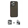 MARSİLYAN™- iPhone 15 Pro Max Kılıf Eksen Işık - Siyah Vanessa Magic Hayalet Cam + PVD Metal Kamera Lens - LT
