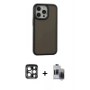 MARSİLYAN™- iPhone 15 Pro Max Kılıf Eksen Işık - Siyah Vanessa Magic Hayalet Cam + PVD Metal Kamera Lens - LT