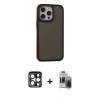 MARSİLYAN™- iPhone 15 Pro Max Kılıf Eksen Işık - Siyah Vanessa Magic Hayalet Cam + PVD Metal Kamera Lens - LT