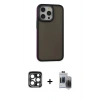 MARSİLYAN™- iPhone 15 Pro Max Kılıf Eksen Işık - Siyah Vanessa Magic Hayalet Cam + PVD Metal Kamera Lens - LT