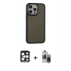 MARSİLYAN™- iPhone 15 Pro Max Kılıf Eksen Işık - Siyah Vanessa Magic Hayalet Cam + PVD Metal Kamera Lens - LT
