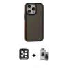 MARSİLYAN™- iPhone 15 Pro Max Kılıf Eksen Işık - Siyah Vanessa Magic Hayalet Cam + PVD Metal Kamera Lens - SH