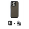 MARSİLYAN™- iPhone 15 Pro Max Kılıf Eksen Işık - Siyah Vanessa Magic Hayalet Cam + PVD Metal Kamera Lens - SH