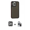 MARSİLYAN™- iPhone 15 Pro Max Kılıf Eksen Işık - Siyah Vanessa Magic Hayalet Cam + PVD Metal Kamera Lens - SH