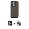 MARSİLYAN™- iPhone 15 Pro Max Kılıf Eksen Işık - Siyah Vanessa Magic Hayalet Cam + PVD Metal Kamera Lens - TU