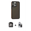 MARSİLYAN™- iPhone 15 Pro Max Kılıf Eksen Işık - Siyah Vanessa Magic Hayalet Cam + PVD Metal Kamera Lens - TU